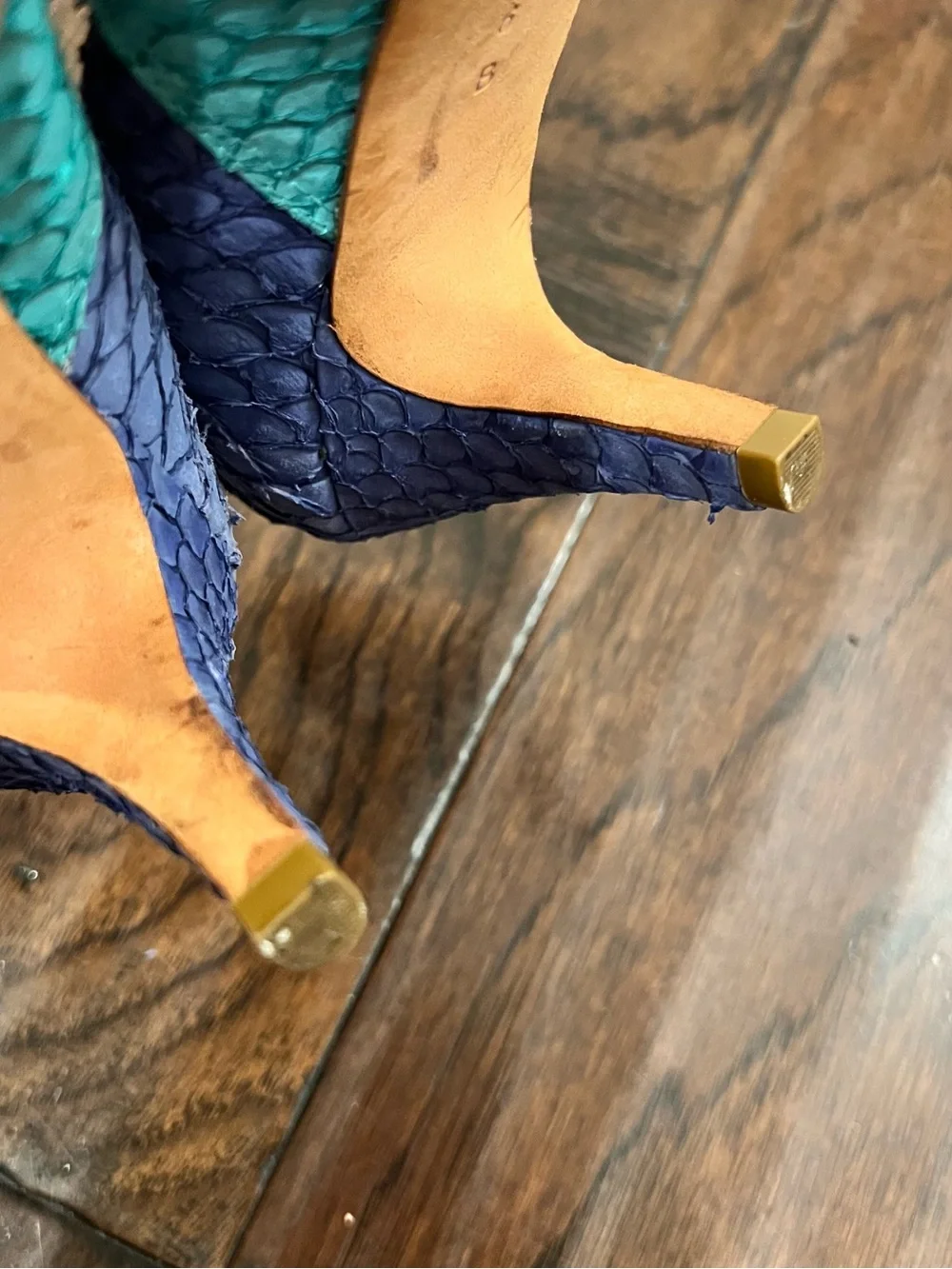 Loeffler Randall Two-Tone Pointed Pumps in Teal and Lavender
