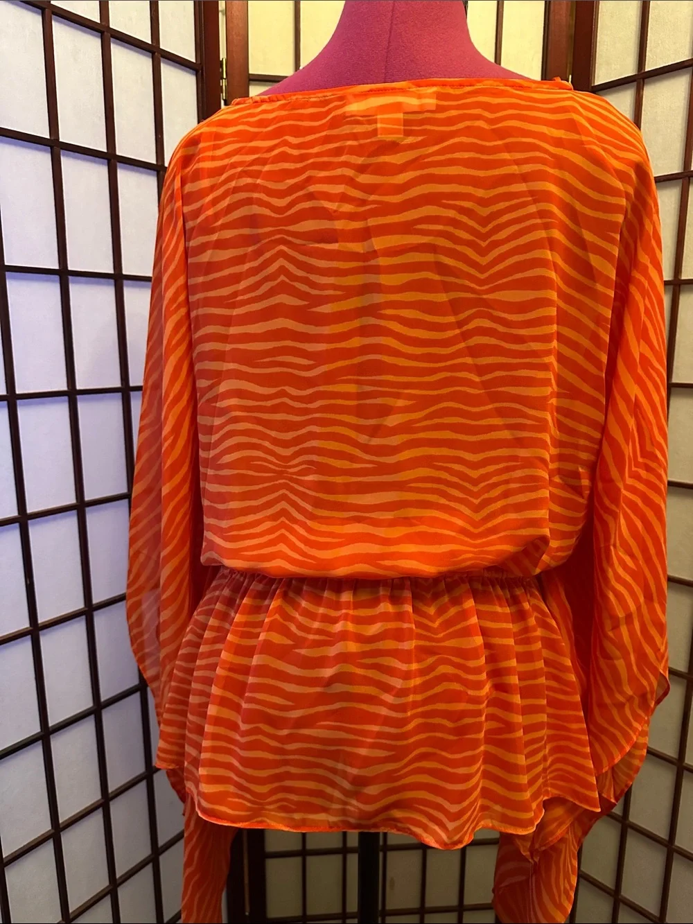 Michael Kors Orange Zebra-Print Blouson Tunic