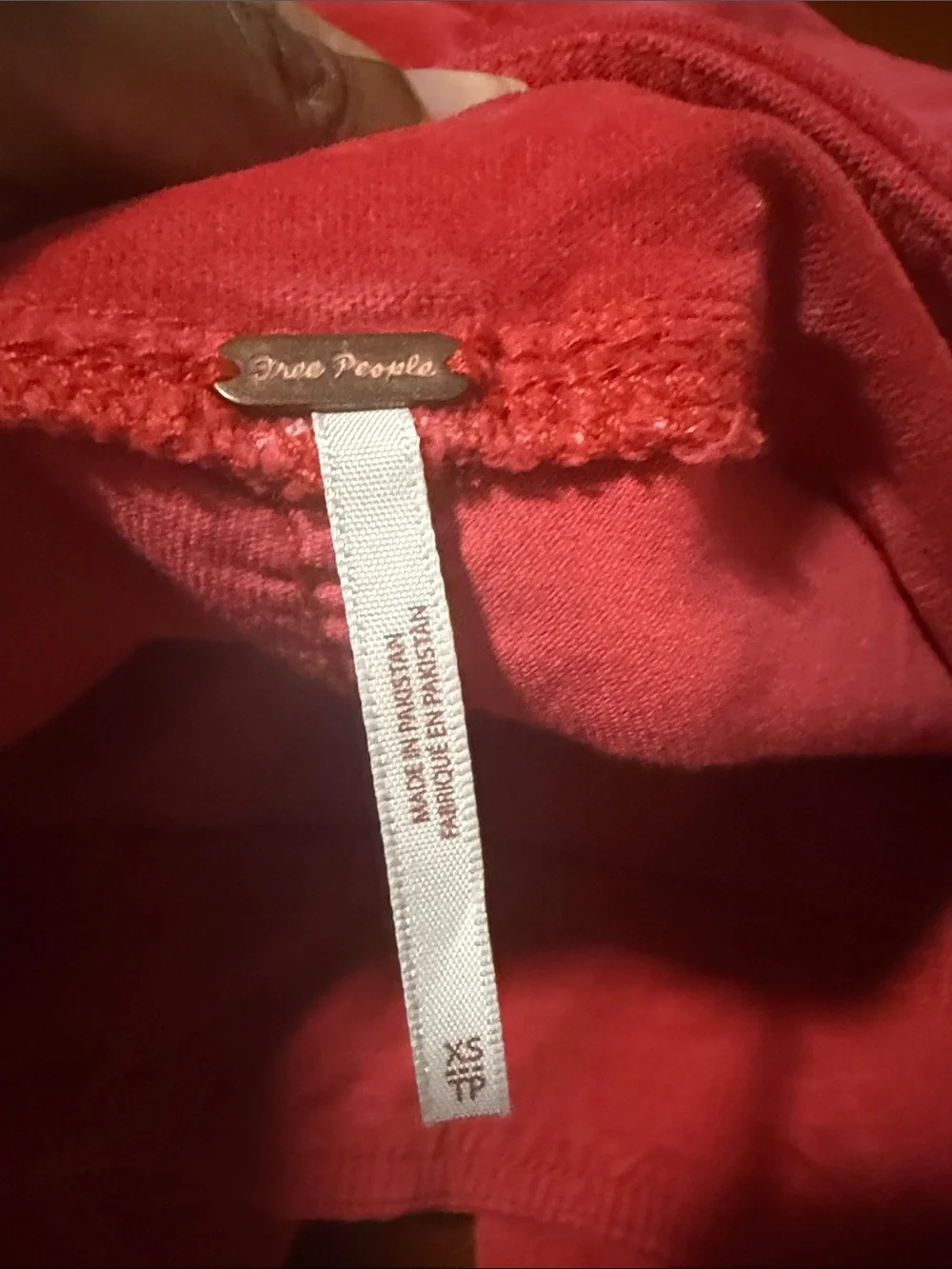 Free People Bright Red Velour Flare Pants