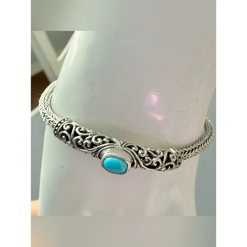 925 sterling silver filigree Turquoise Foxtail Bracelet