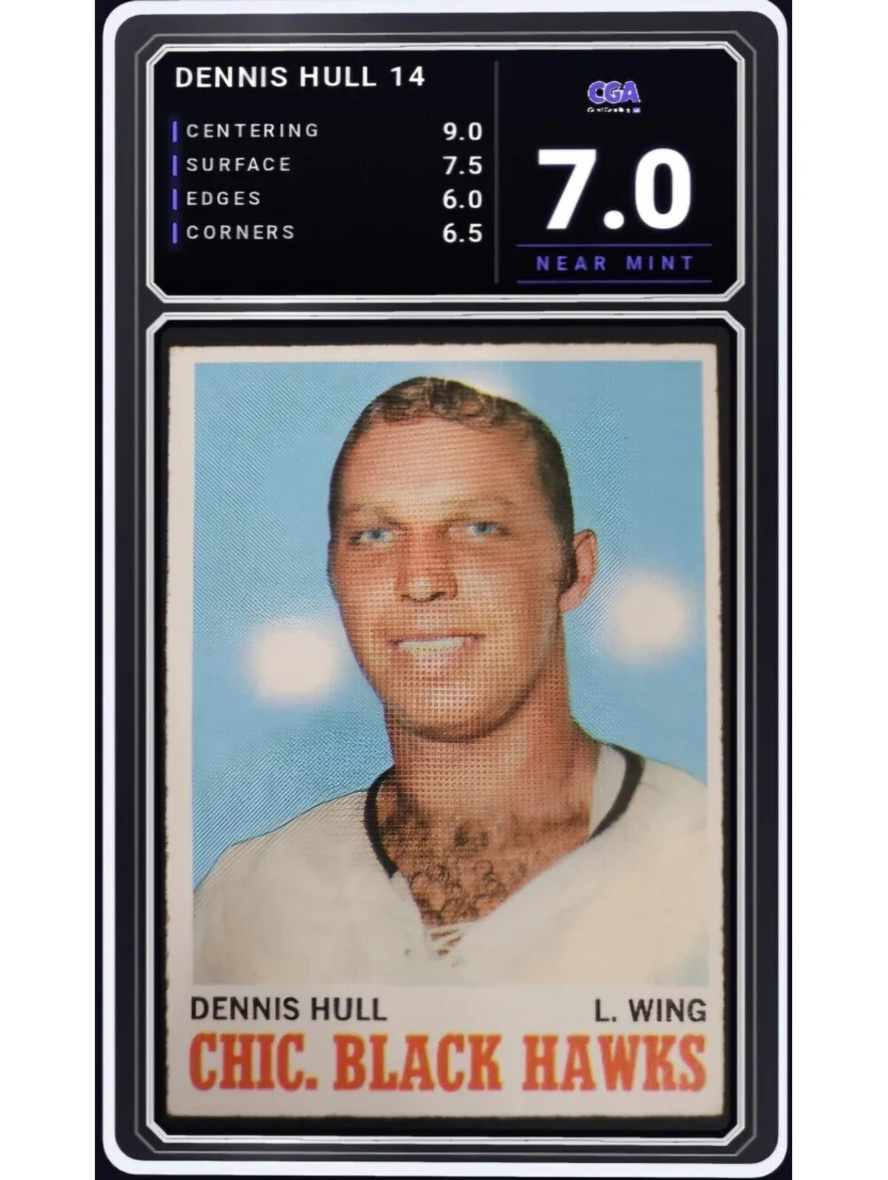 1970-71 Topps Hockey #14 Dennis Hull Chicago Blackhawks - CGA 7.0 Digital Grade