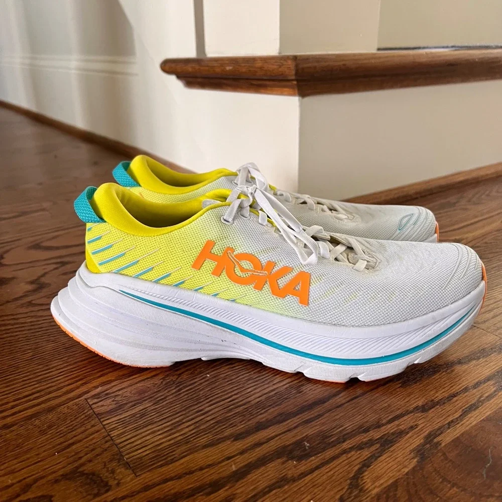 Hoka Bondi 8 Mens Running Shoes White Evening Primrose Citrus 1123202-WCEP