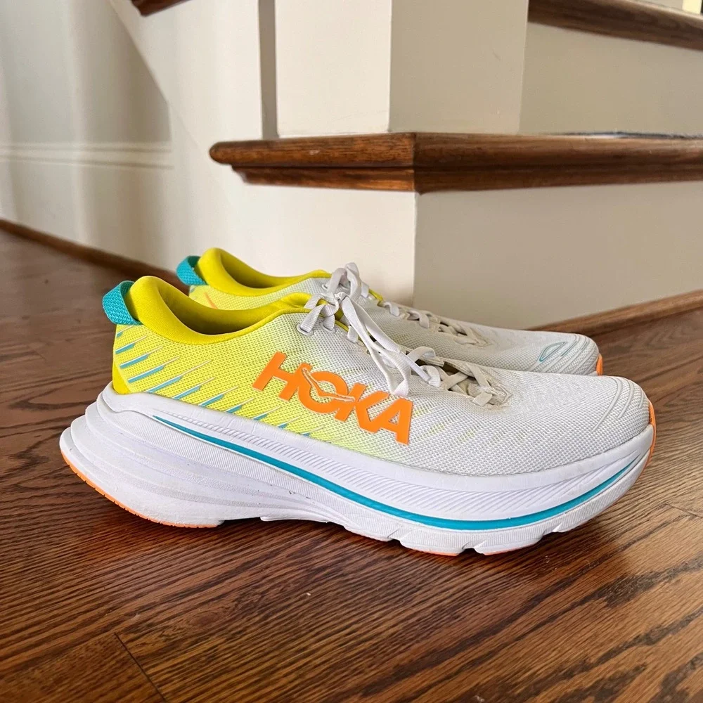 Hoka Bondi 8 Mens Running Shoes White Evening Primrose Citrus 1123202-WCEP