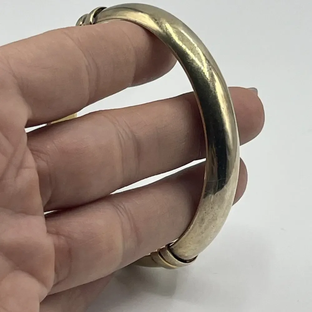 Sterling Silver 925 Gold Vermeil Veronese Italy Hinged Clamper Bracelet Vintage