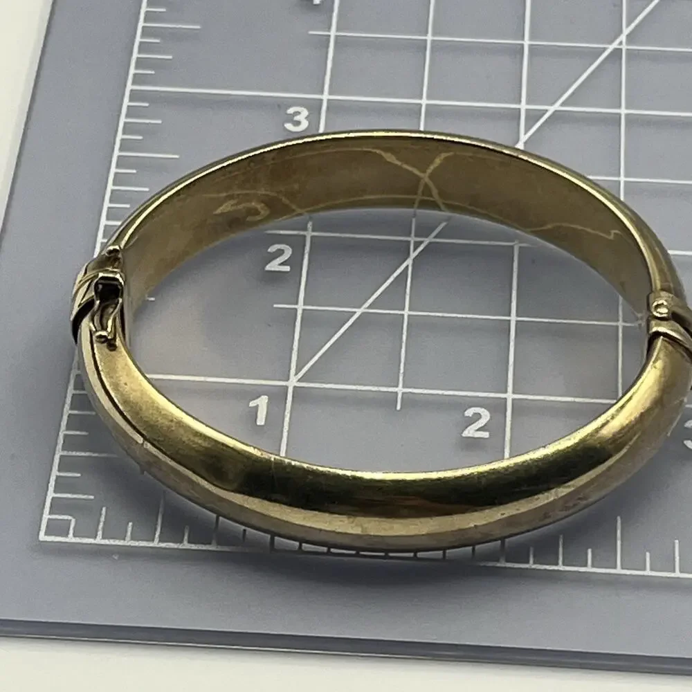 Sterling Silver 925 Gold Vermeil Veronese Italy Hinged Clamper Bracelet Vintage