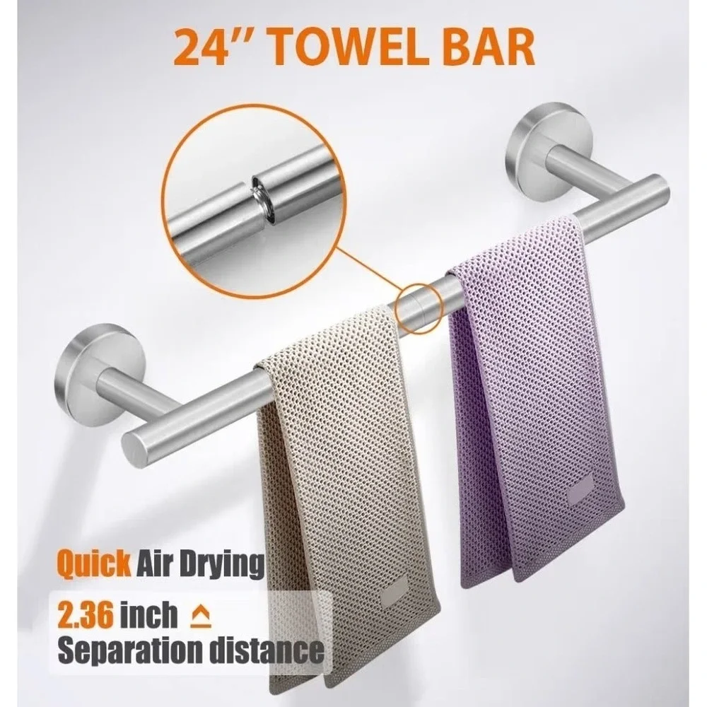 5-Pieces Bathroom Hardware Set Brushed Nickel