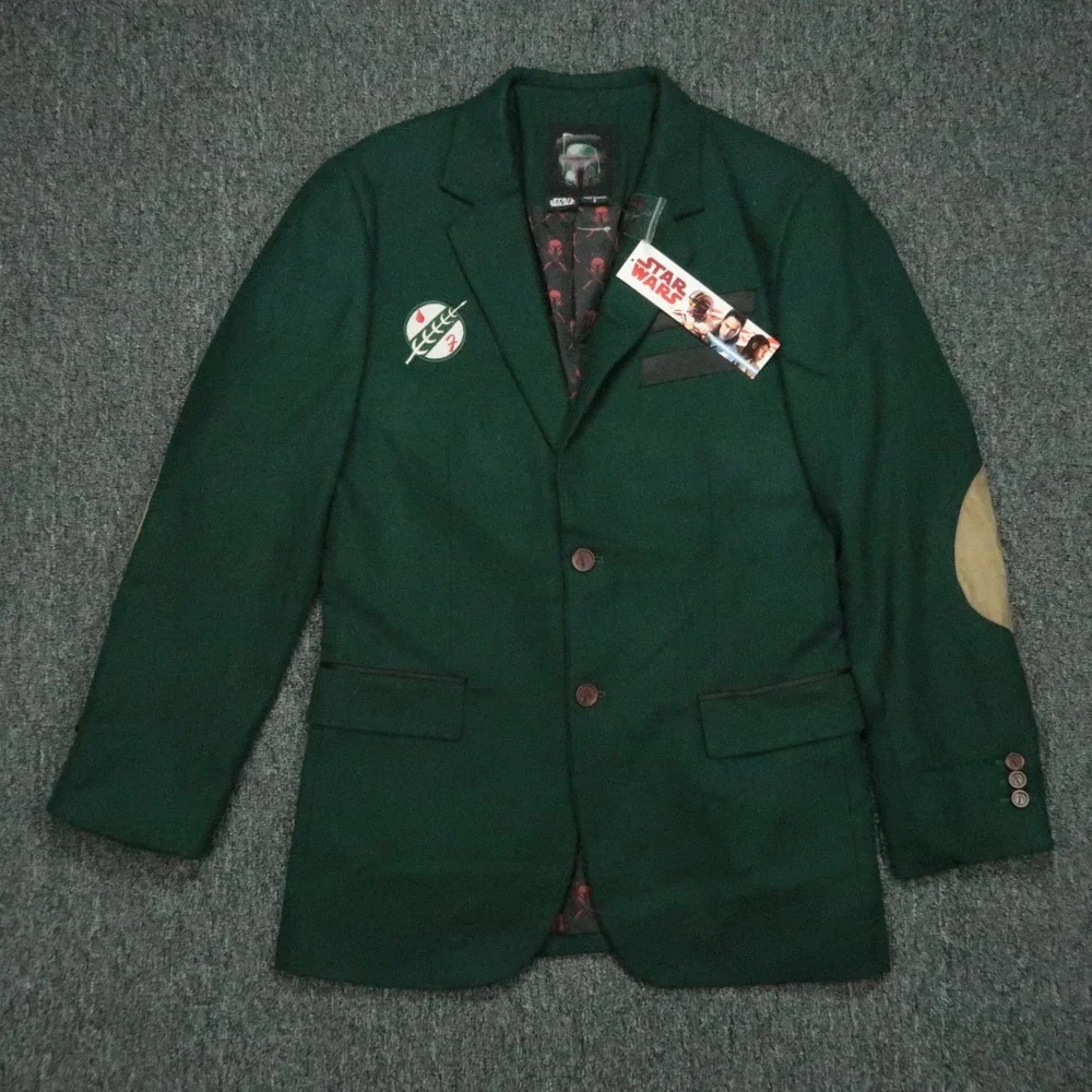 Star Wars Jacket Mens Small Green Boba Fett Blazer Wool Blend Lined NWT‎