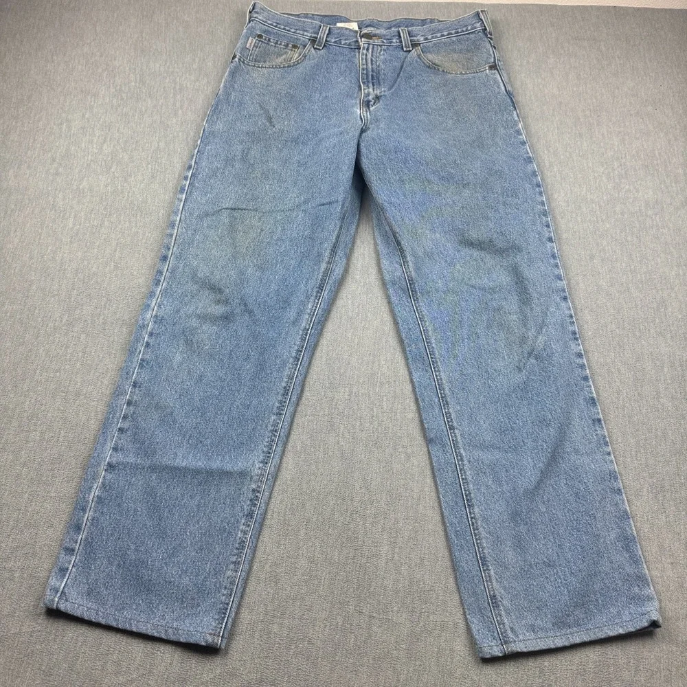 Vintage Carhartt Jeans Mens 35X34 Fit 35X32 Blue Denim Loose Fit Straight B167‎