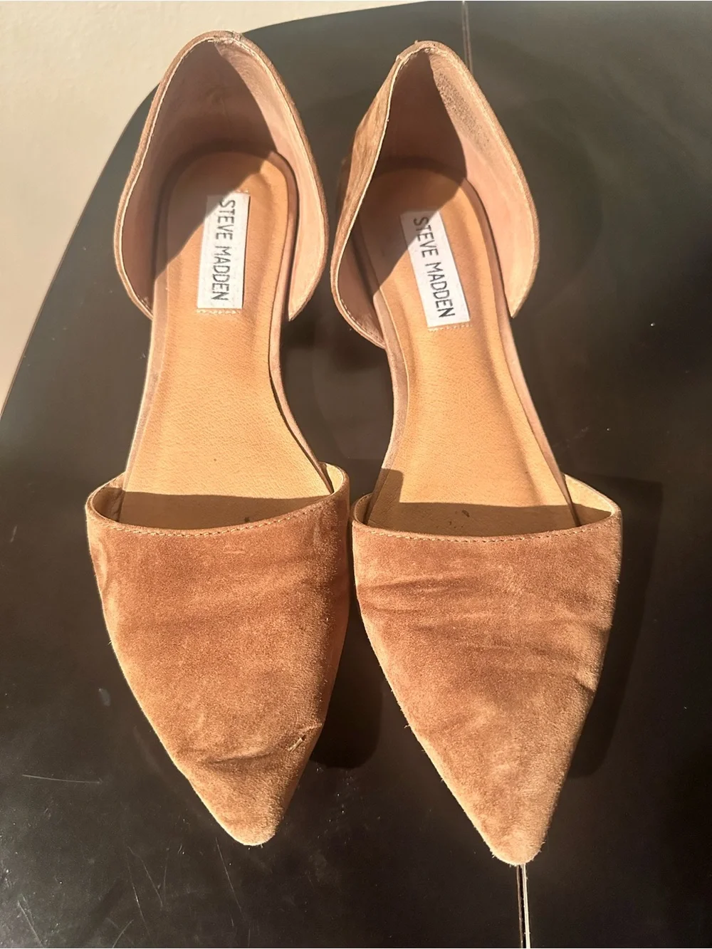 Steve Madden Tan Suede Pointed D'Orsay Flats