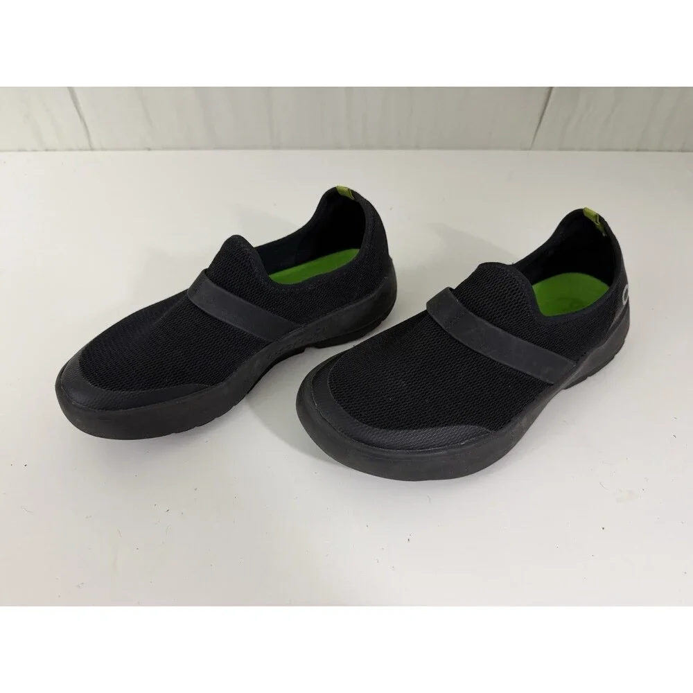 Oofos OOmg Low Shoes Slip On Black Lightweight Recovery Mesh Women's 7