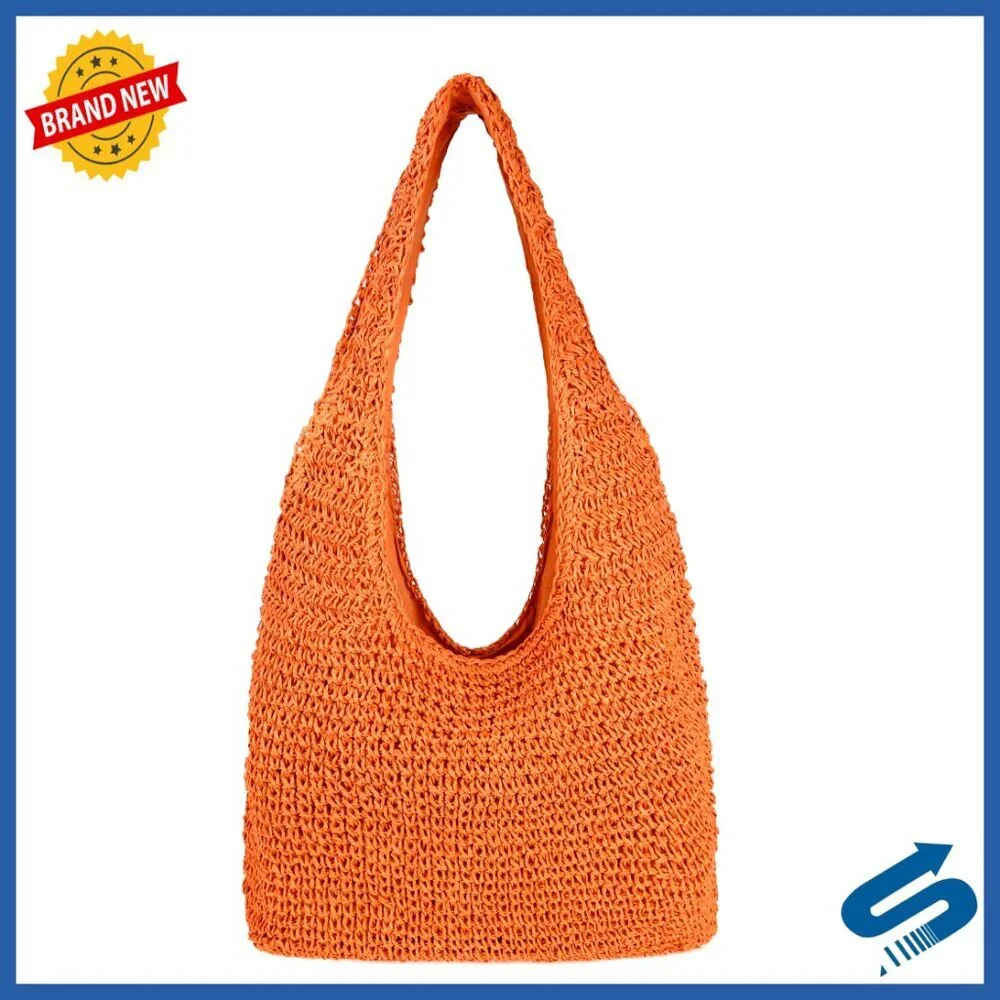 Large Handwoven Straw Tote Bag Boho Chic Summer Beach Hobo Shoulder Purse