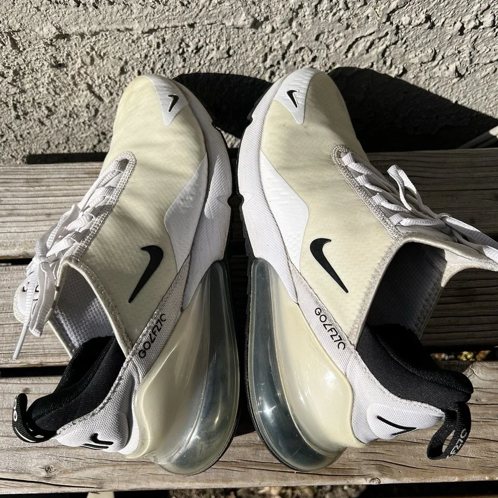 Nike Shoe Men Size 10 Air Max 270 Golf Sneakers White Low White
