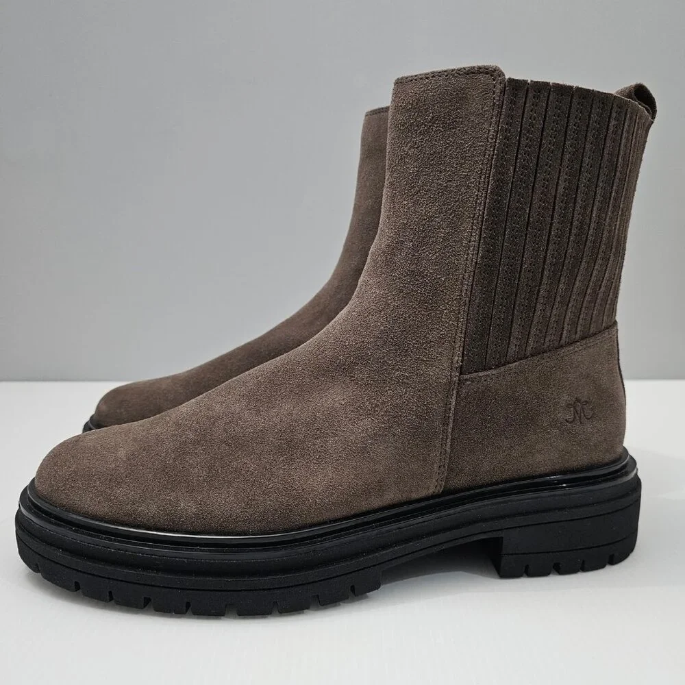 Johnston & Murphy Gianna Chelsea Ankle Boot Womens 9.5 Gray Suede Lug Sole NEW
