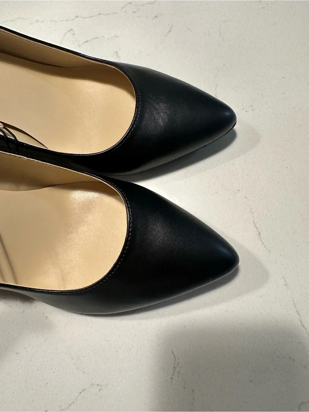 Nine West Black Pointed-Toe Leather-Look Pumps