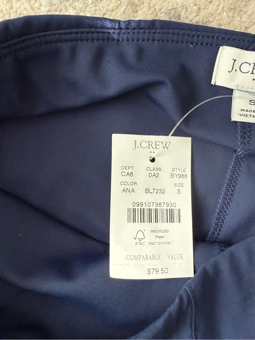 J. Crew lined fabric