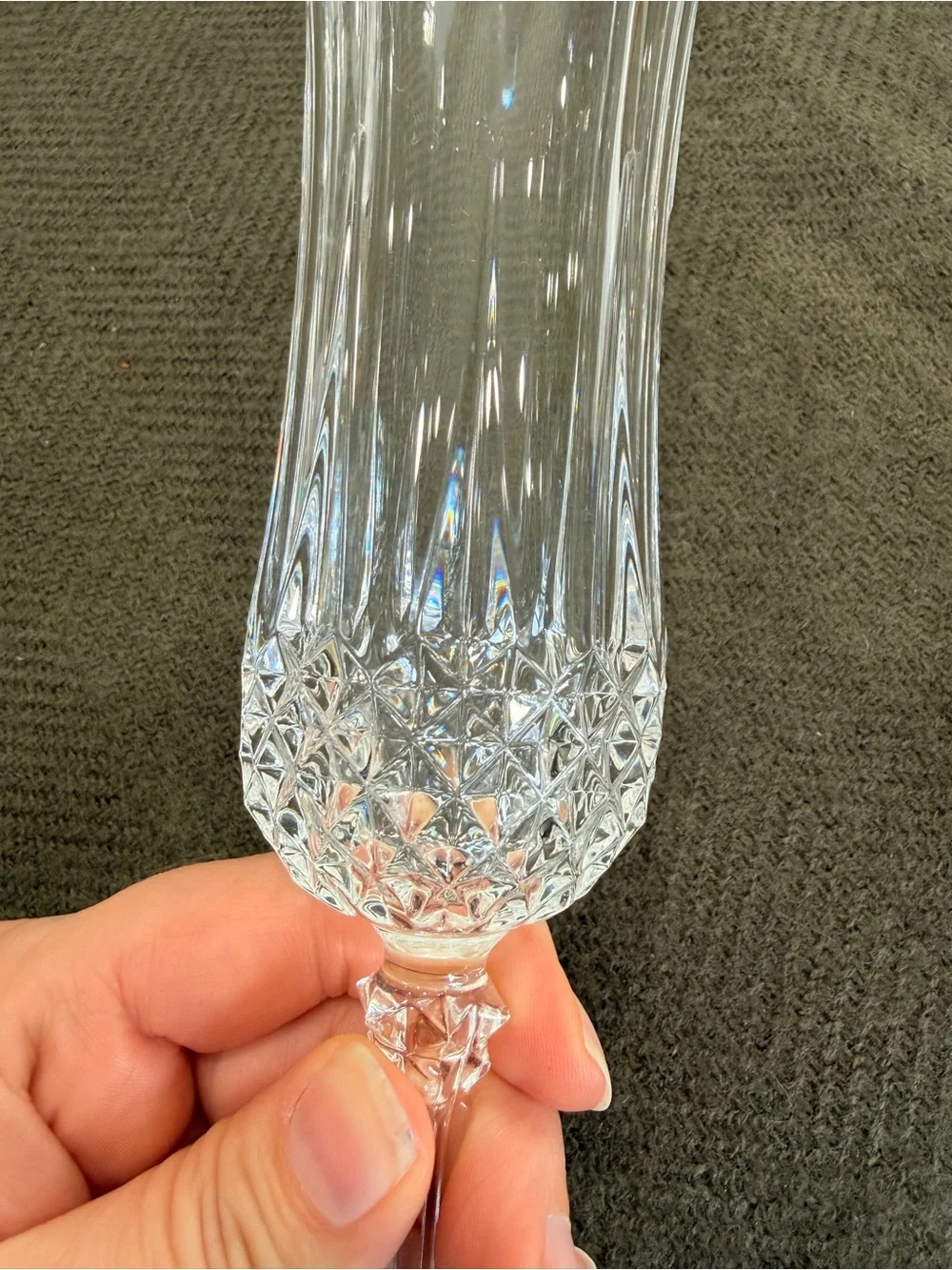 Cristal d’Arques Crystal “Longchamp”-Clear Cut Champagne Flutes - Set of 5