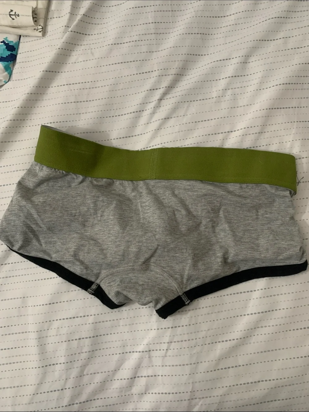 2xist Gray Boxer Briefs with Olive Waistband and Black Trim