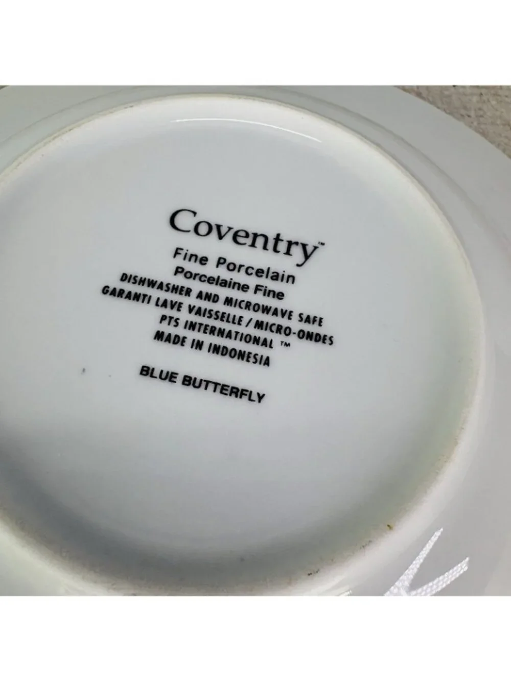 Coventry BLUE BUTTERFLY White Blue Porcelain Large Rim 9 1/4