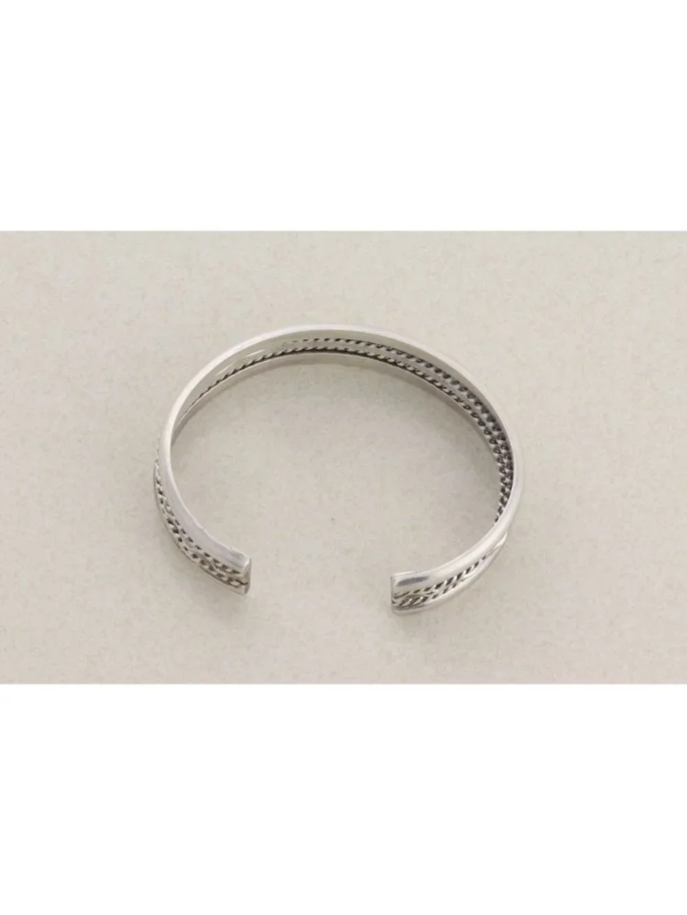 Sterling Silver Cuff Bracelet with Brass Center Rope Design Adjustable 7