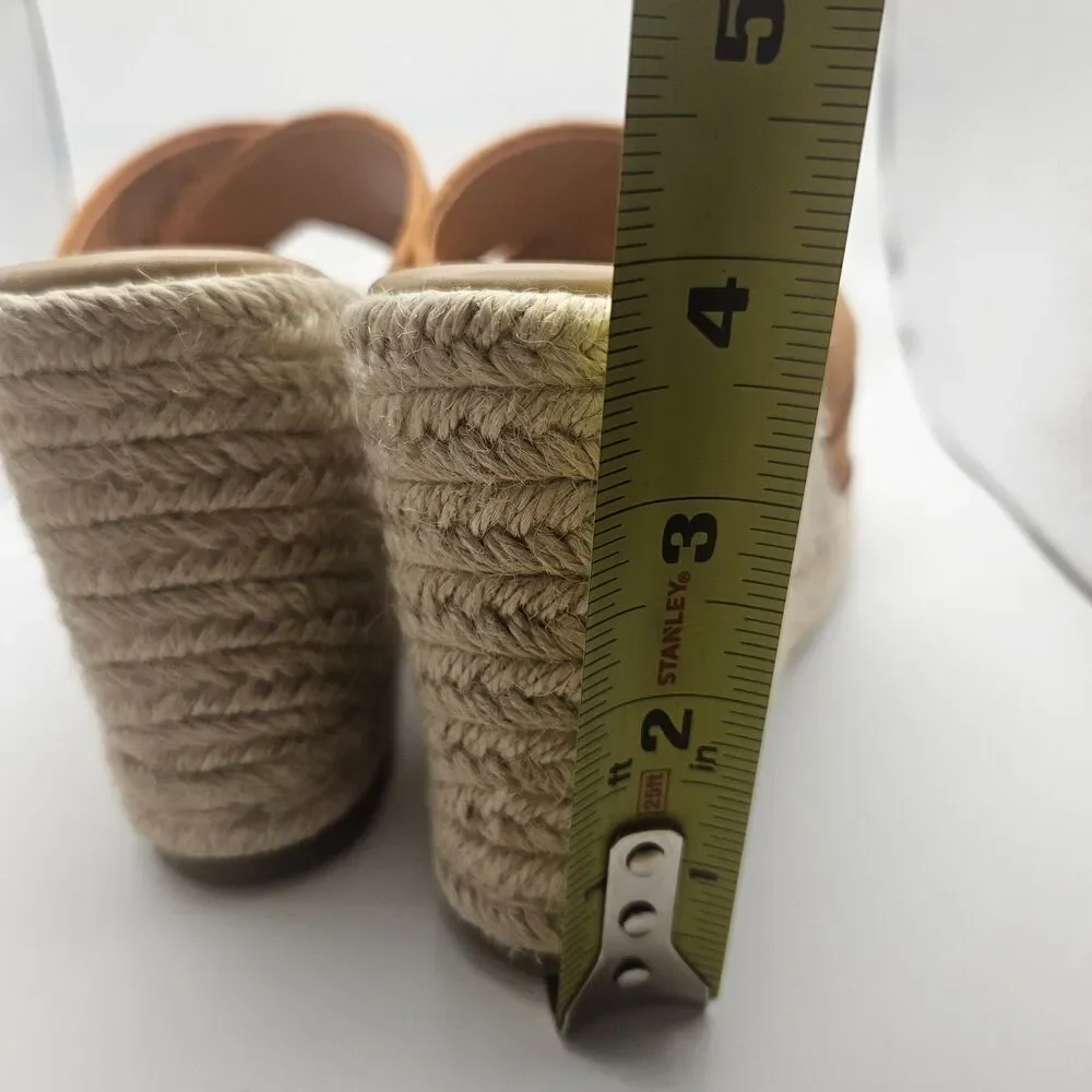 J.Crew Wide-Strap Espadrille Mule Wedges Size 6 2024 NWOT Brown and Rafia