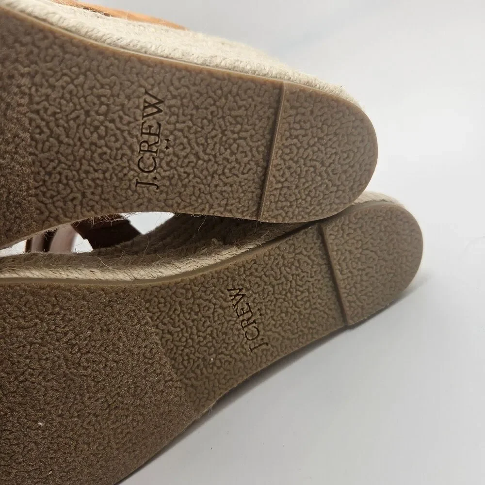 J.Crew Wide-Strap Espadrille Mule Wedges Size 6 2024 NWOT Brown and Rafia