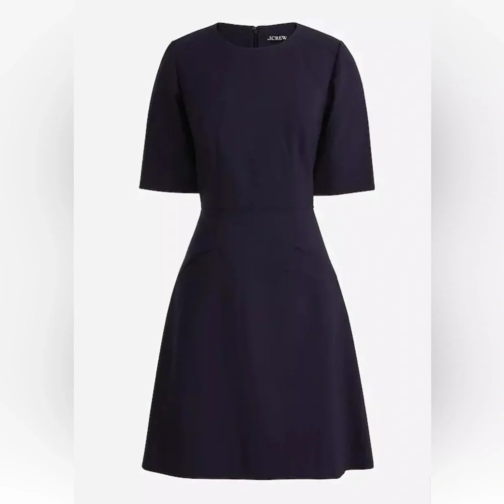 J. Crew Italian stretch wool navy blue A-line tailored knee length dress. Sz 18