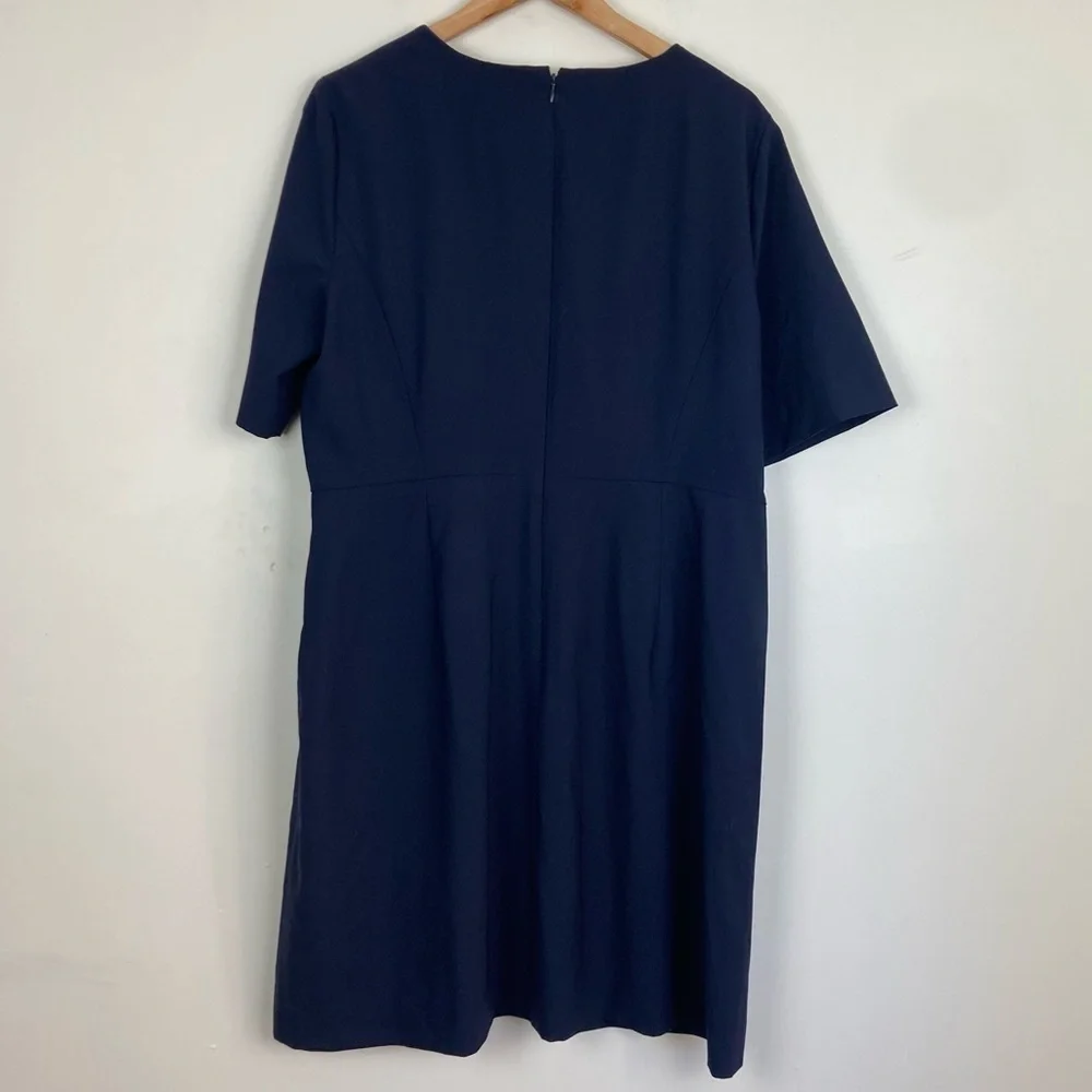 J. Crew Italian stretch wool navy blue A-line tailored knee length dress. Sz 18