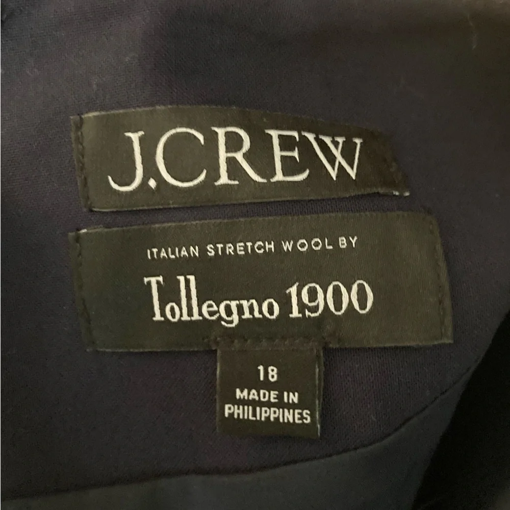J. Crew Italian stretch wool navy blue A-line tailored knee length dress. Sz 18