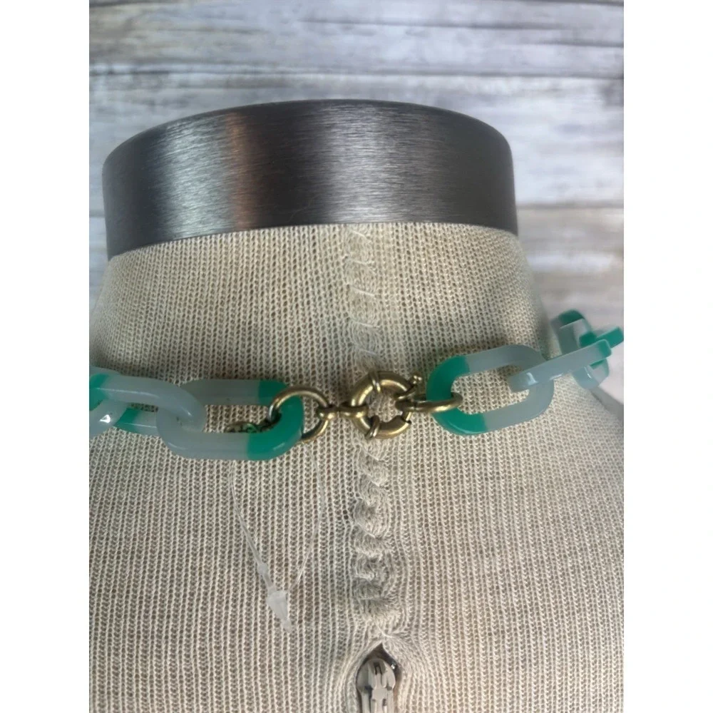 J. Crew Chunky Link Chain Necklace Opaque Blue Green Resin Statement