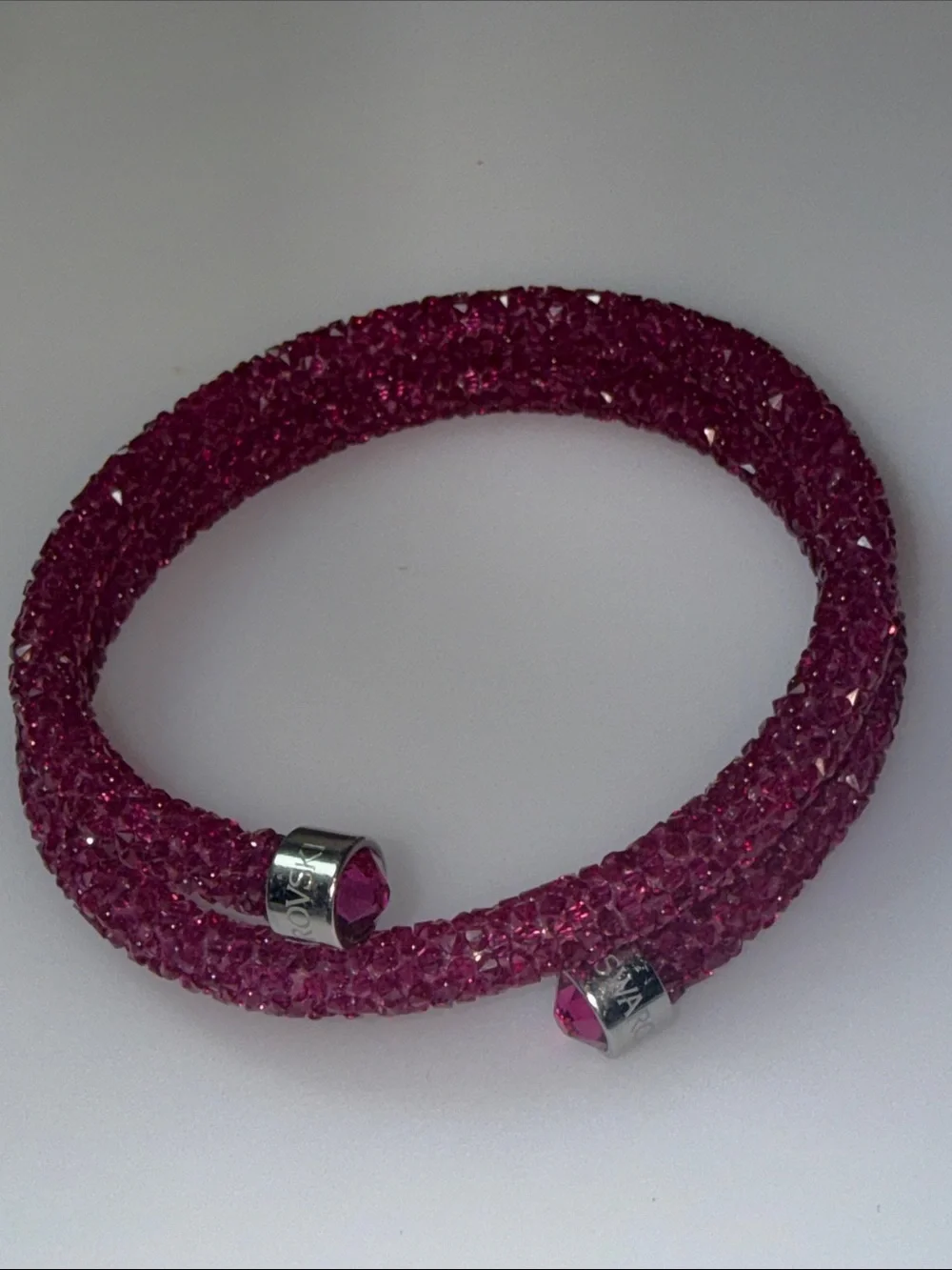 Swarovski Fuchsia Crystal Wrap Bracelet with Silver-Tone Accents