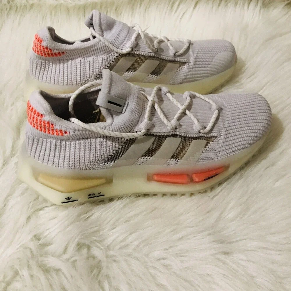 Adidas NMD_S1 W White‎ Orange Tan Primeknit Sneakers HQ4465 Womens 7.5 NEW