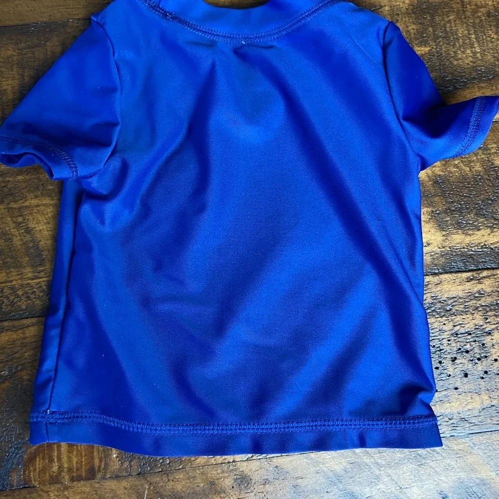 Carters Infant Girls Blue Dream Big‎ Rainbow Rash Guard Swimming Suit Top 6M