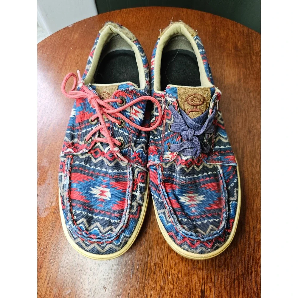 Womens Twisted X Hooey Lopers red Aztec‎ Multi Color Canvas Shoes western