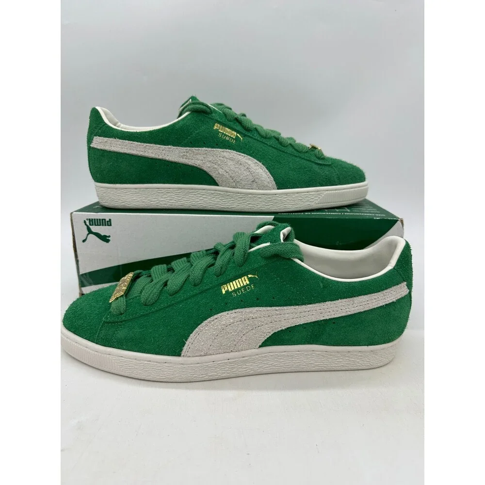 Puma Suede Fat Lace Men's Size 13 Green White Athletic Shoes 393167 02