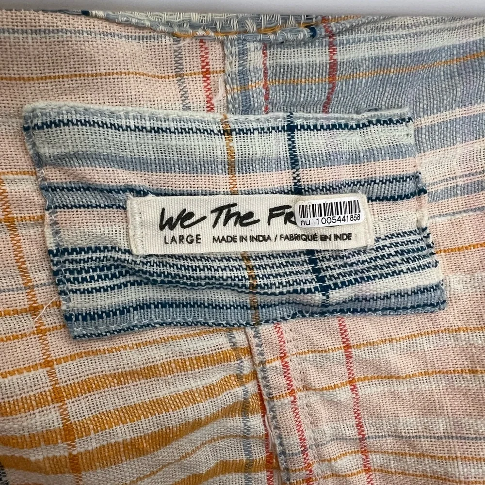 Lightweight Striped Wrap Blouse in Yellow & Blue