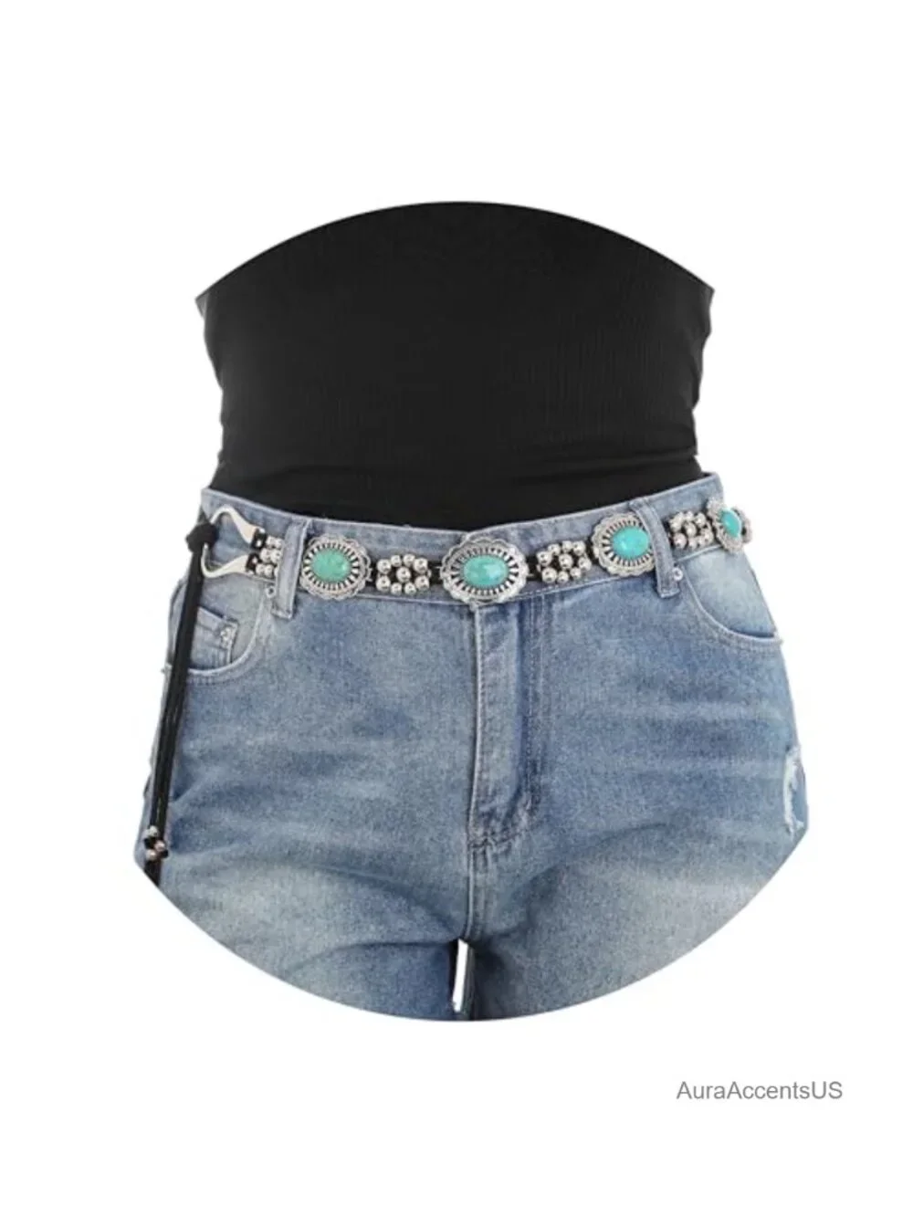 Concho Turquoise Chain Belt Women's Western Belts Cowgirl Waist Belt Dresses
