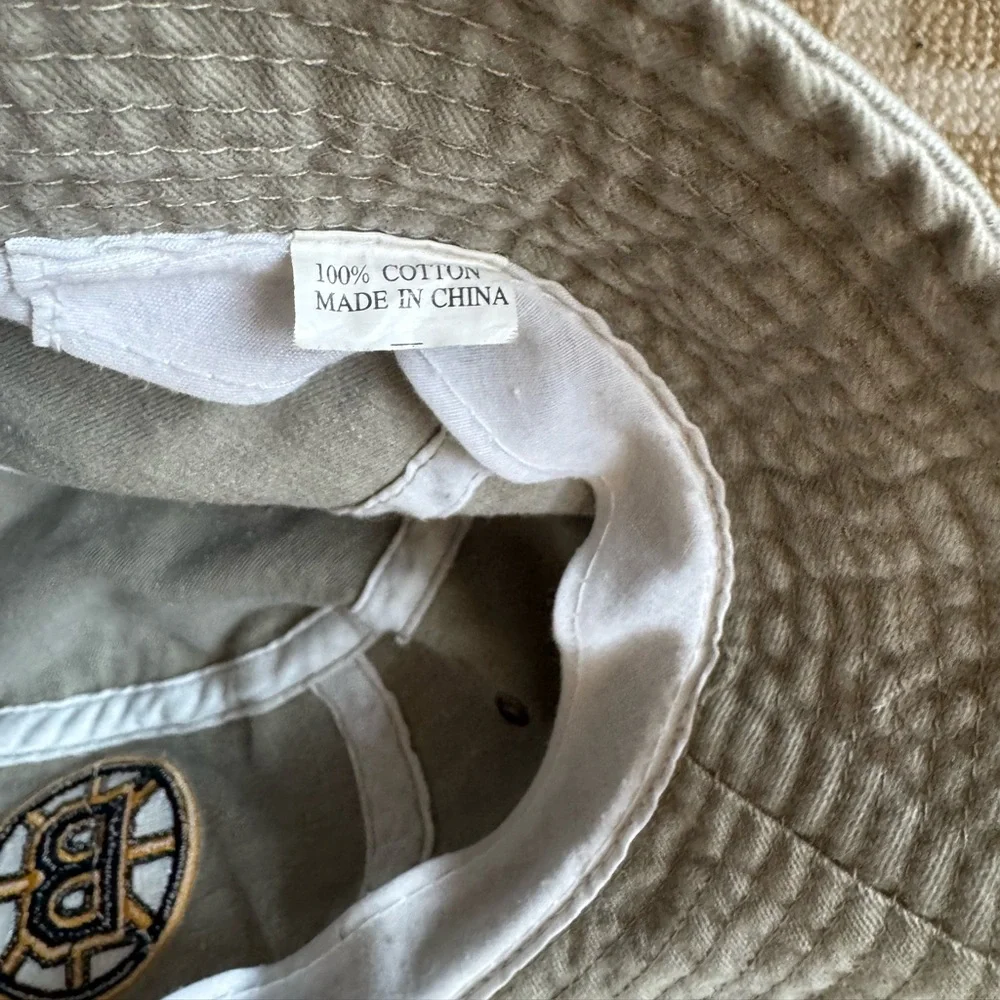 NHL Boston Bruins Logo Bucket Hat Khaki Cotton Fan Cap One Size