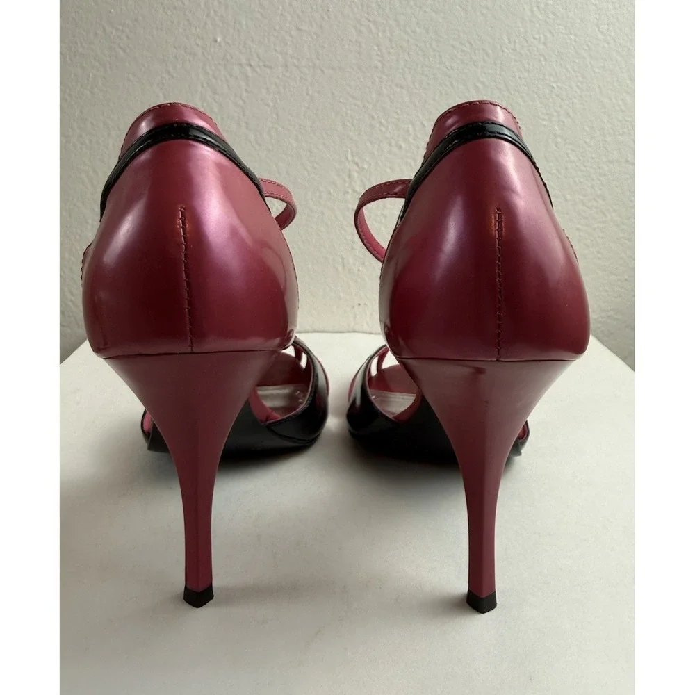 BCBGirls Y2K Iggy Pink Black Patent D'Orsay Pump Heel 8.5 Barbiecore 2000s Bratz