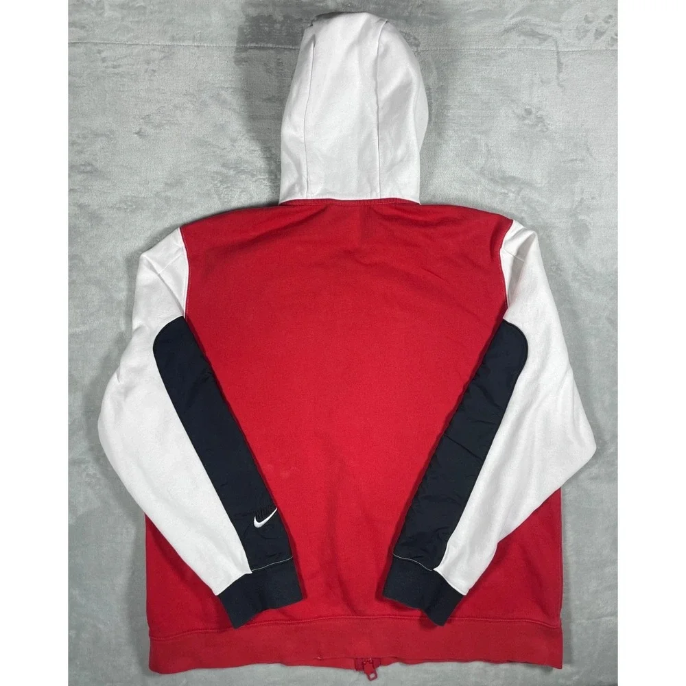 Nike Air Hoodie Men XL Red White Colorblock Full Zip Swoosh Vintage Style