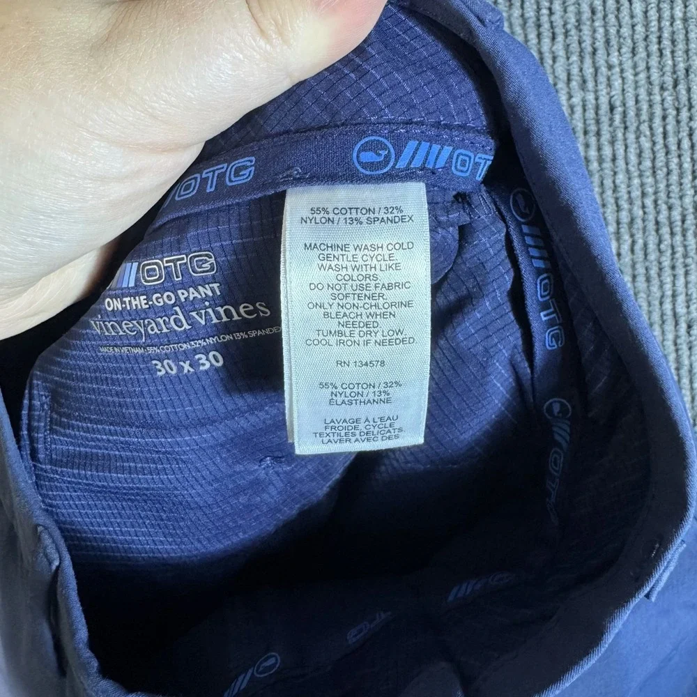Vineyard Vines OTG On The Go Chino Pants Mens Size 32x30 Navy Golf Performance