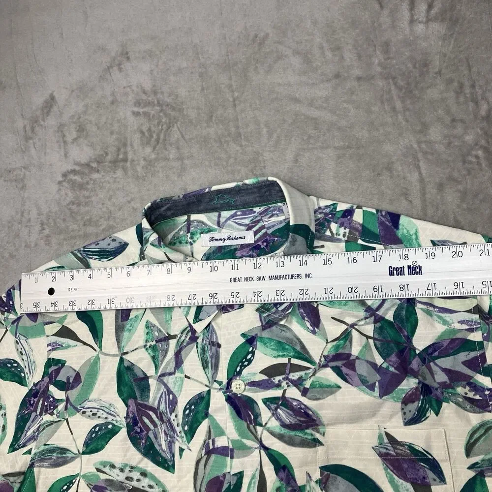 Tommy Bahama 100% Silk Tropical Leaf Short Sleeve Button Up Shirt Men’s XXL
