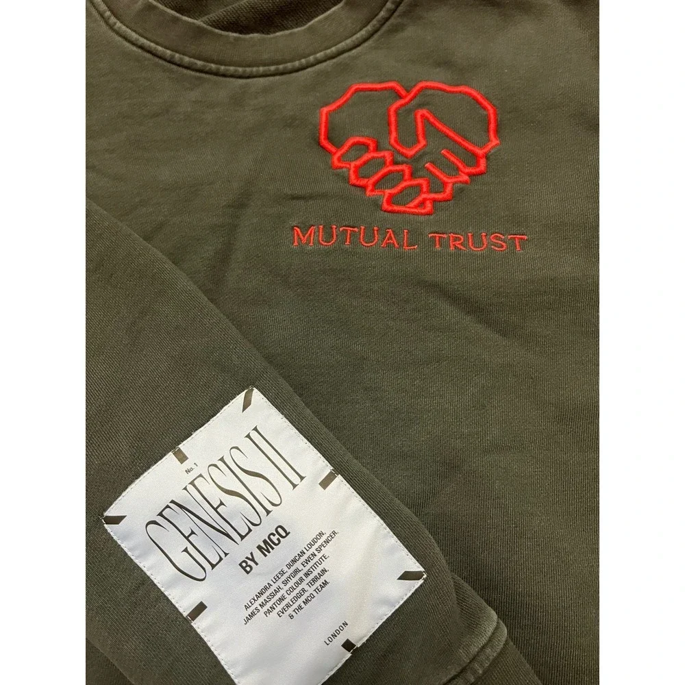 Alexander McQueen Genesis II Mutual Trust Graphic Sweatshirt Men's Olive Green M