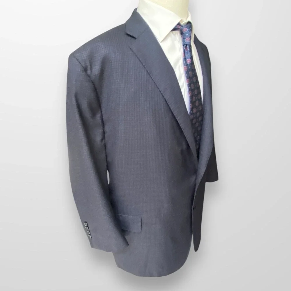 Executive Collection Tom James‎ 56R  Blue Black Plaid Blazer Sport Coat Jacket