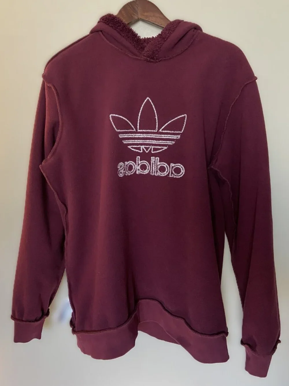 ADIDAS hoodie plush outer size M burgundy