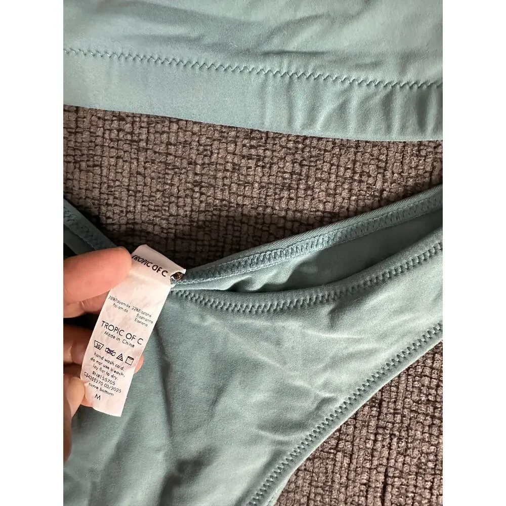 Tropic of C The C Bralette Bikini Top and High Cut Bottom size S/M Seafoam Green