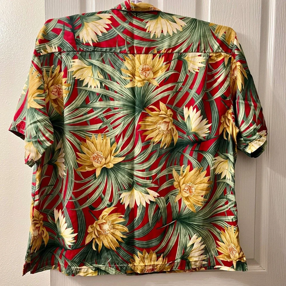 Tommy‎ Bahama 100% Silk Floral Hawaiian Camp Shirt Mens XXL Red Yellow T31115