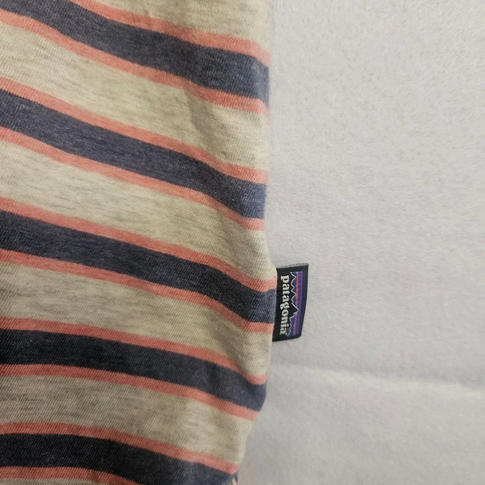 Patagonia Mens Organic Cotton Striped‎ Polo Shirt XL Blue Pink STY52776 SP18