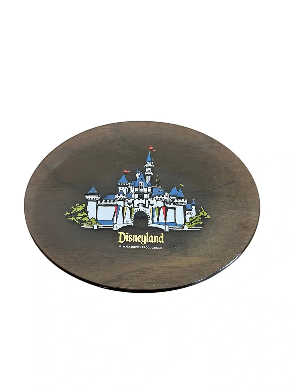 Disney Disneyland Walt Disney Princess Castle Smokey Gray Glass Plate 8.5” Oval‎