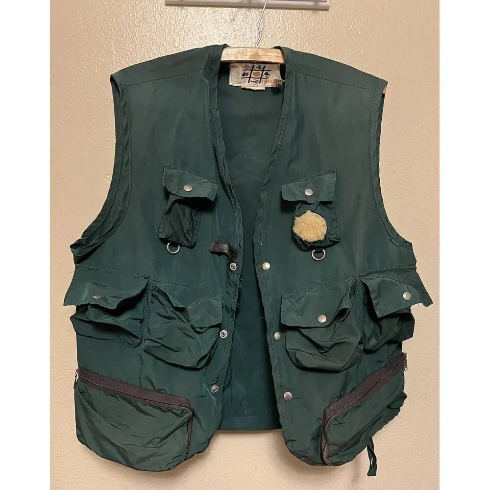 Vtg Western Trails Hunting‎ Fishing Outdoor Vest Green Bend OR Pockets Men's L