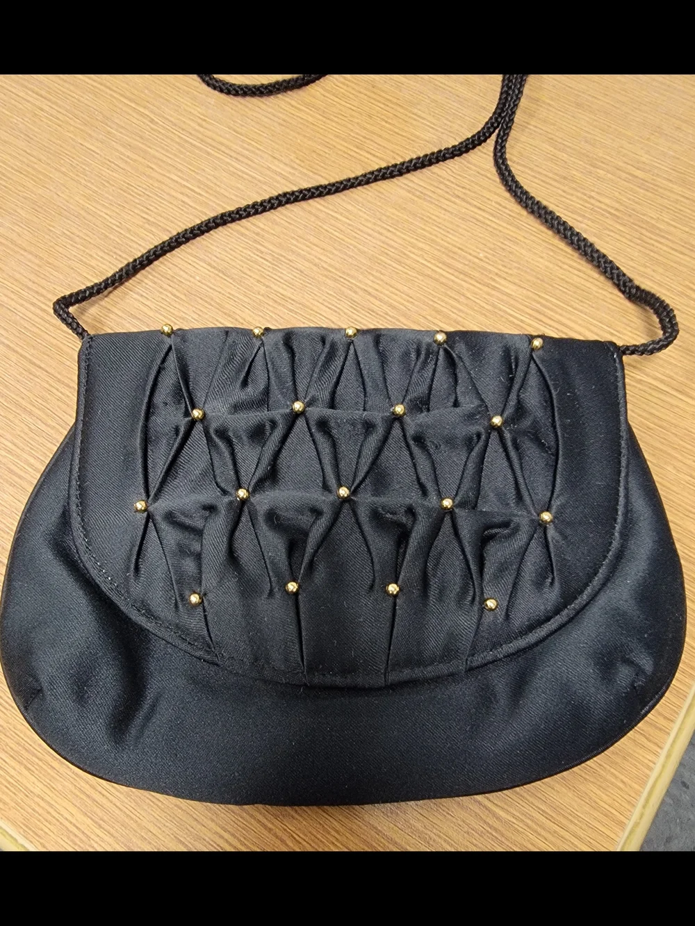 Black Crossbody Evening Bag with Gold Studs